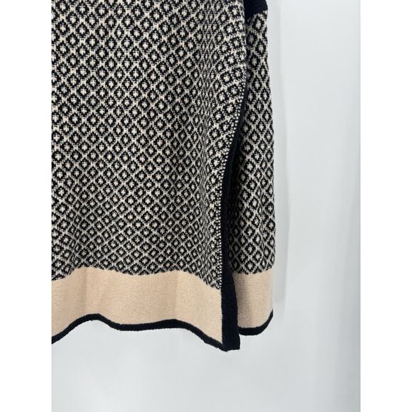 J. Jill Sweater Womens Large Black Beige Pullover Mock Neck Cotton Blend Slit - Picture 9 of 14